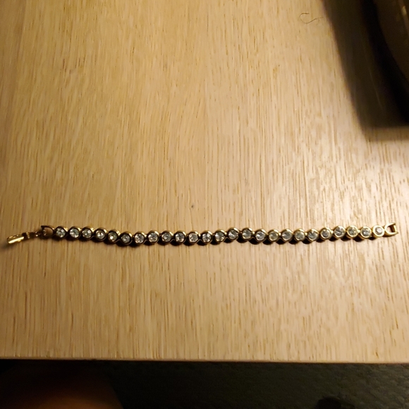 Gold Rhinestone Link Bracelet France - Picture 2 of 4